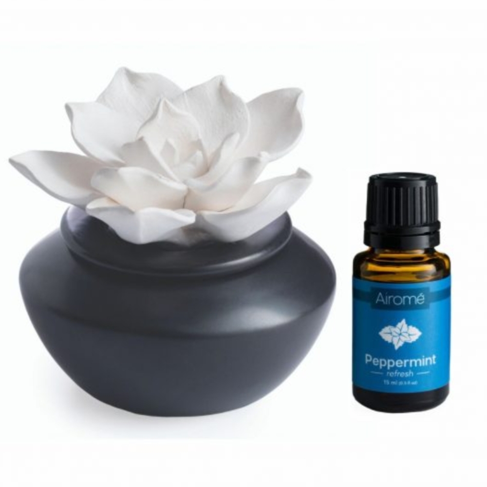 Porcelain Flower Diffuser - Black & White NWT 3x3 Inches